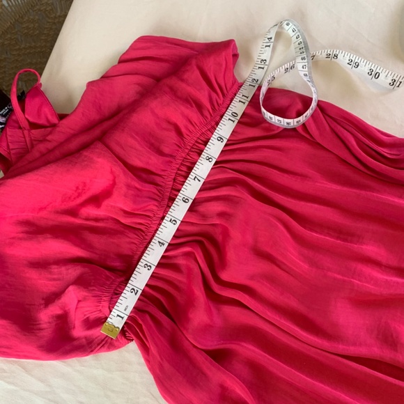 Trixxi Francesca's Shayla Satin Mini Dress halter ruffle pink size small NWT - Picture 10 of 12